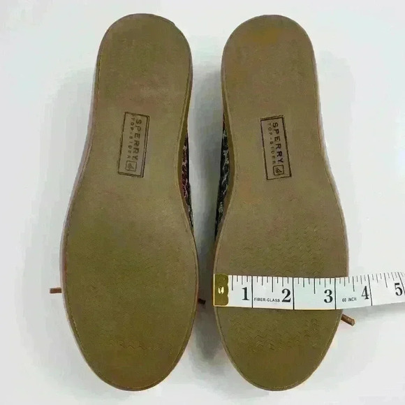 Sperry Top Sider Boat Shoes Sparkly Leopard Brown Black Raw Hide Lace Size 7.5M - Picture 15 of 16